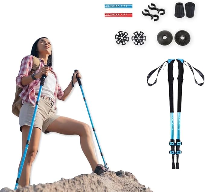 Adventure Pro Trekking Poles for Hiking - Anti Slip Collapsible Walking Sticks for Travel with Cork and Eva Grip, Lightweight Hiking Poles for Men and Women, 2 Sticks in 1PACK