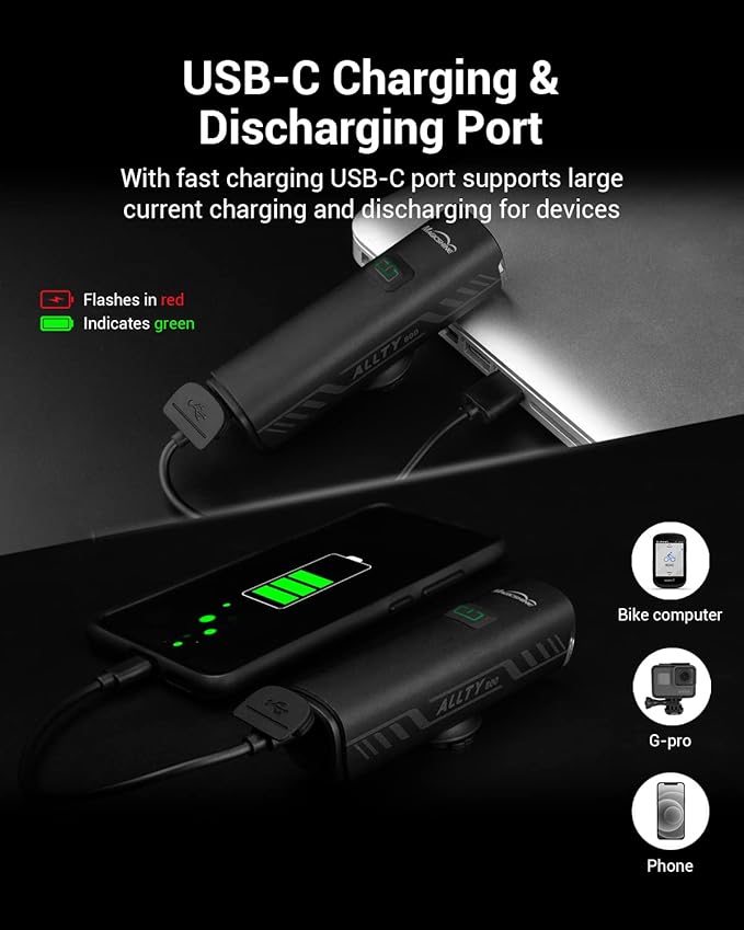 Magicshine Allty Commuter Bike Lights Allty 400, Allty 600, Allty 800 Road Bike Light, USB Type-C Rechargeable, IPX7 Waterproof LED Bike Light for Road, Urban Cyclists