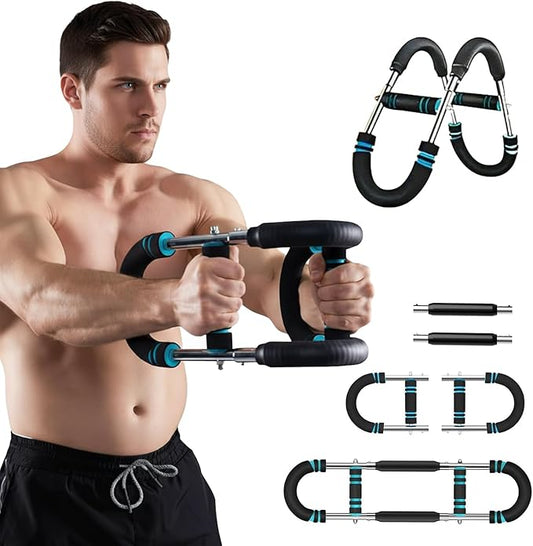 IRON VIBE Twister Arm Trainer for Men – Adjustable Resistance 40-140lb – Ergonomic 27° Chest & Biceps Workout Bar – Portable & Detachable Home Gym Fitness Equipment