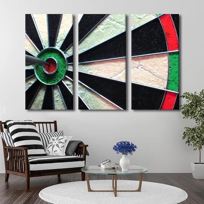 3 Pieces Dart Board Modern Wall Art Shooting Target House Decorations for Living Room Inspirational Canvas Wall Art Paintings for Bedroom Office Decor Artwork Framed Easy to Hang - 40"Wx60"H