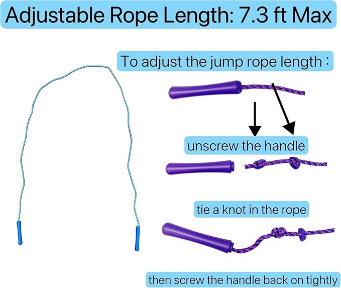 GiftExpress Adjustable Size Colorful Jump Rope for Kids and Teens - Outdoor Indoor Fun Games Skipping Rope Exercise Fitness Activity and Party Favor