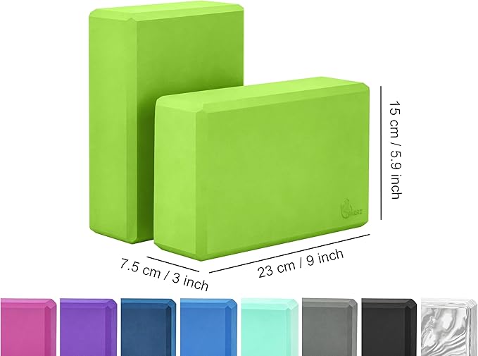 EXERZ Yoga Blocks 2 pack, Gym Blocks, Exercise Workout Fitness Bricks, Pilates Stretch Handstand Non-Slip