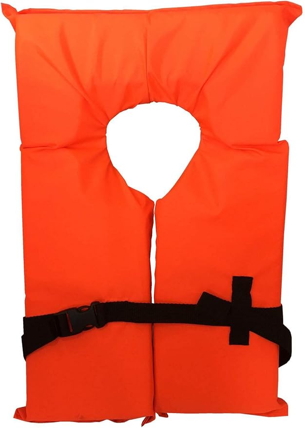 2 Pack Coast Guard Approved Life Jackets. High Visibility Color Type II Keyhole Life Vest in Classic May West Style. Compliance Flotation Device