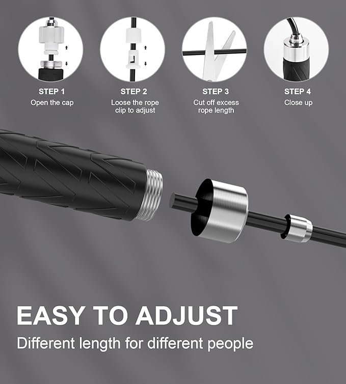 Jump Rope for Fitness, AUMCDIK Speed Skipping Rope for Women Men, Adjustable Jumping Rope with Alloy & Silicone Handle for Workout Boxing Aerobic Exercise