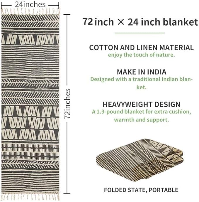 nuveti Cotton Yoga Mat - Absorbent, Grippy Tight Weave, Ashtanga & Hot Yoga Rug, Helps with Slippery Hands & Feet