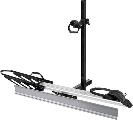 Young Hitch Single 1 Bike Rack with Ramp,100 lbs Capacity E-Bike Carrier Rack for Cars Trucks SUVs Minivans RV, Trailer, Mount Platform Style, Fits Up to 5’’ Fat Tire Bicycle for 2 inch Receiver
