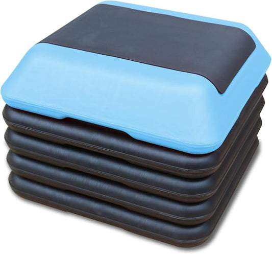 Height-Adjustable Step Aerobics Platform Fitness Equipment Stepper Trainer Exercise Step Platform with 4 Riser