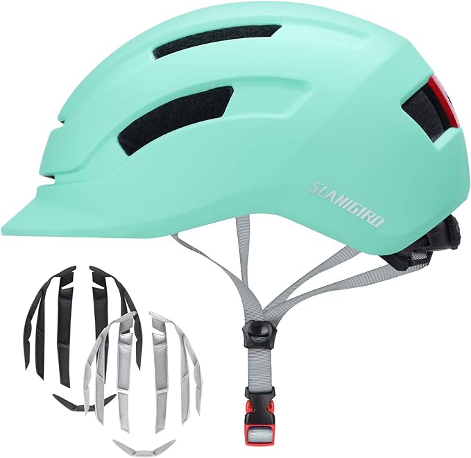 Adult Urban Bike Helmet - Adjustable Fit System & Integrated Taillight for Men Women