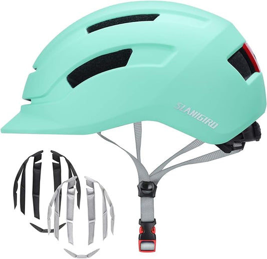 Adult Urban Bike Helmet - Adjustable Fit System & Integrated Taillight for Men Women