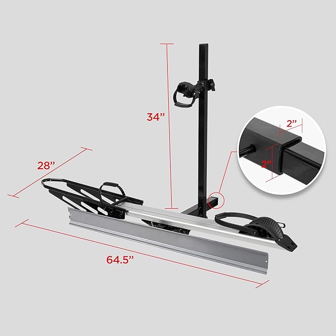 Young Hitch Single 1 Bike Rack with Ramp,100 lbs Capacity E-Bike Carrier Rack for Cars Trucks SUVs Minivans RV, Trailer, Mount Platform Style, Fits Up to 5’’ Fat Tire Bicycle for 2 inch Receiver