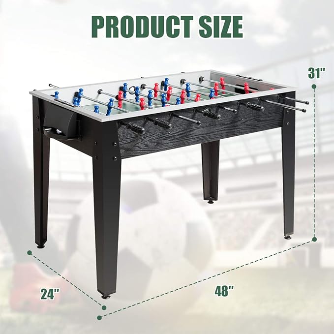 Giantex 48'' Foosball Table, Wooden Soccer Table Game w/Footballs, Suit for 4 Players, Competition Size Table Football for Kids, Adults, Football Table for Game Room, Arcades