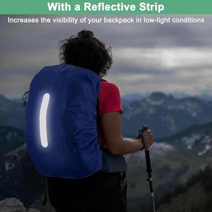 Waterproof Backpack Rain Cover Waterproof Backpack Cover, Bag Rain Cover with A Vertical Reflective Strap for Hiking/Biking/Camping/Outdoor Traveling