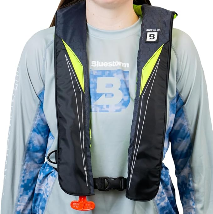 BLUESTORM Cirrus26 Inflatable PFD Life Jackets for Adults | US Coast Guard Approved Automatic Life Vest w/Manual Override Convertibility