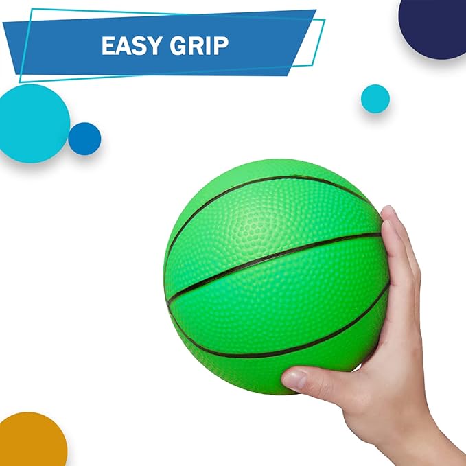6 INCH PVC Mini Basketball Toys for Indoor Over Door Hoops, Soft 6" Small Balls Rubber for Pool, Beach, Yard, Lawn, Outdoor, Classroom, Little Playgound Ball for Adults & Kids (4PCS with Air Pump)