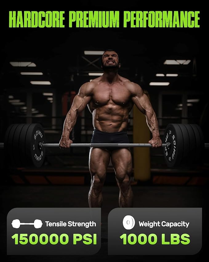 PB01 7FT Olympic Barbell, Weight Bar with Knurled Grip, 1000lb Capacity Strength Training Deadlift Bar for Squat, Weightlifting, Bench Press, Fits 2-inch Standard Weight Plates