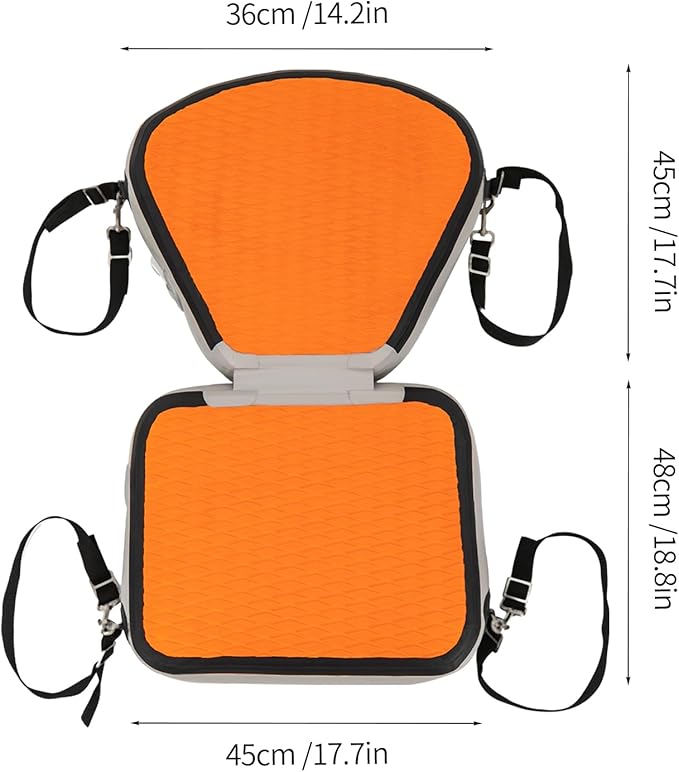 Universal Kayak Seat with Back Support - EVA Padded Thicken Seat Cushion for Kayaking, Canoeing, Rafting, Fishing & Paddle Boards - Adjustable Straps for Comfort and Durability (Orange)