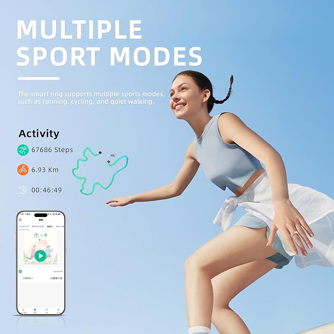 Smart Ring Health Tracker, for men and women, equipped with heart rate monitor, sleep tracker, 8 exercise modes, step counter, 5-7 days battery life, no subscription fee, IP68 waterproof R18 (6)