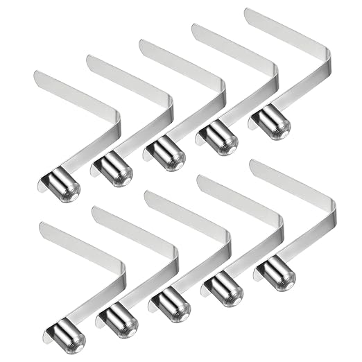 PATIKIL 12x9.5mm Kayak Paddle Snaps, 10 Pack Tent Pole Clips Steel V Shaped Single Pin Push Button Spring Clips Lock Tube Pole Clips for Camping Awning