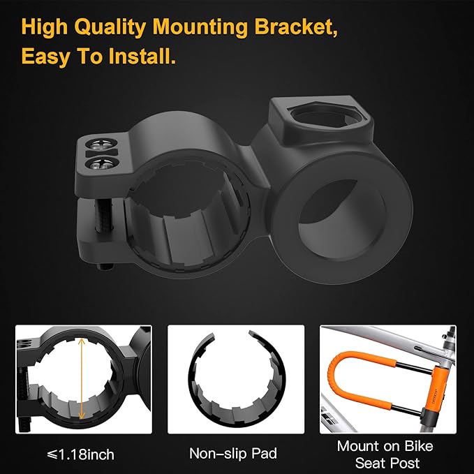 Bike U Lock Heavy Duty Bike Lock Bicycle Lock, 16mm U Lock and 3ft / 5ft / 6ft Length Security Cable with Sturdy Mounting Bracket for Bicycle, Motorcycle and More