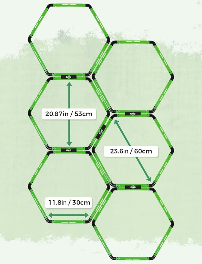 GHB Hex Agility Rings Speed Rings with Carrying Bag 6 Set Portable Hexagon Rings, Agility Ladder for Agility Footwork Training