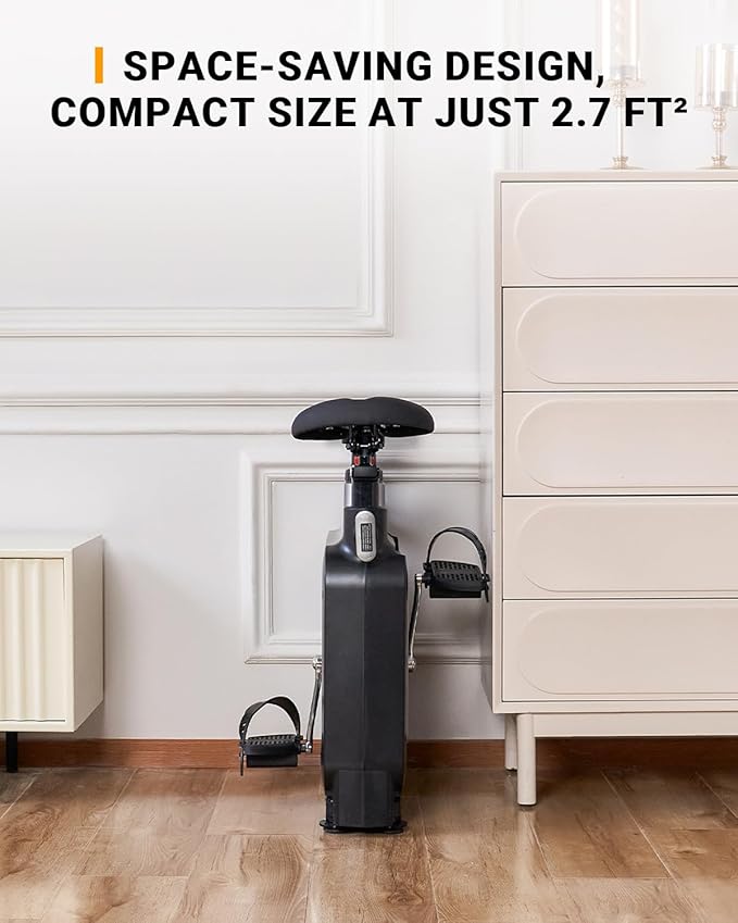 Foldable Under Desk Bike, All-in-one Exercise Bike for Home, Indoor Bike Stationary Bike with Desk, Adjustable Resistance, 264LBS Capacity, Portable Office Bike, Compact Cycling
