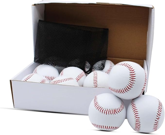Magicorange Baseball, 12 Pack Training Baseballs Unmarked Practice Rubber Core Baseballs for Hitting, Soft Toss, Batting, Fielding, Pitching