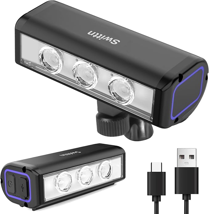1200 Lumens Bike Lights for Night Riding,Headlight Runtime 10 Hours,Taillight Runtime 16 Hours,Type-C Rechargeable Bicycle Lights Front and Back,4+5 Light Modes
