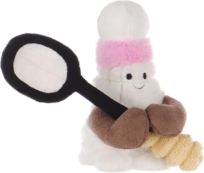 Apricot Lamb Happy Badminton Stuffed Animals for Kids, Soft Cute Plush Toys for Baby Girl and Boy, Fluffy Happy Badminton