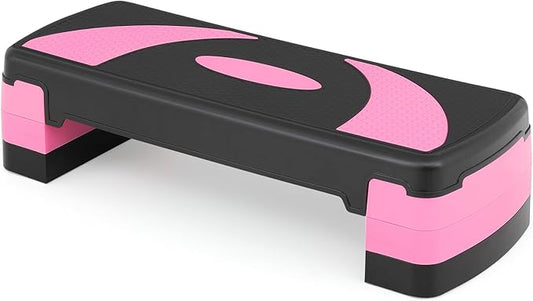 Aerobics Stepper Platform for Exercise Adjustable Compact Workout Step for Cardio, Core and Strength Training