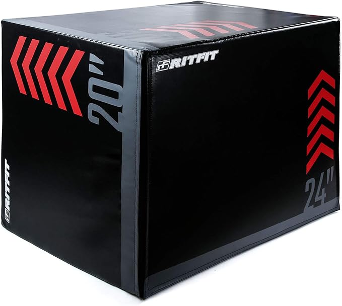 RitFit 3 in 1 Extra Firm Soft Plyo Box Foam Plyometric Box-30”x24”x20”-20"x18"x16" Heavy Duty High Density Foam Jumping Box 3 Sizes with PVC Cover,Platform for Home Gym Fitness, 440lb Weight Capacity
