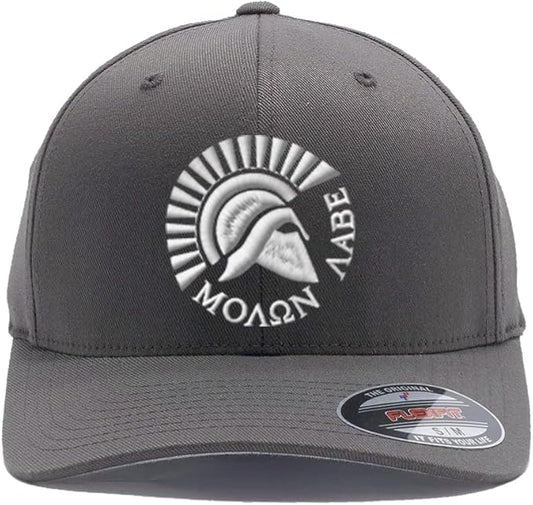 Spartan Warrior Helmet Molon Labe - Come and Take It Custom Embroidered Flex Fitted Baseball Hat