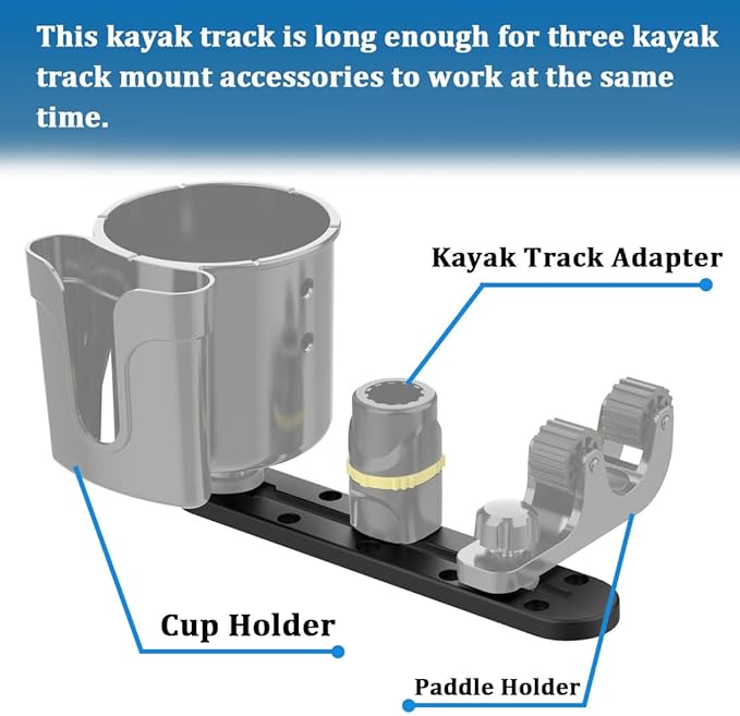 Kayak Track, Kayak Low Profile Track, Kayak Rail, Kayak Accessories Mount Track, Kayak Gear Track for Fishing Rod Holder, Fish Fider, Cup Holder, Anchor Cleats