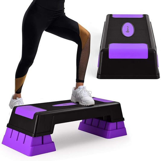 Goplus 30'' Aerobic Stepper with Risers, 5” 7” 9” Levels Height Adjustable, Workout Fitness Exercise Step Platform Trainer with Non-Slip Foot Pads, for Home/Gym