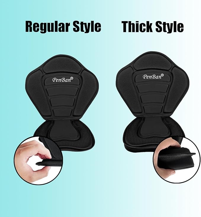 Universal Deluxe Kayak Seat Cushion with Storage Bag for Kayak,Padded Boat,SUP,Canoe,Fishing Boat,Seats with 4 Adjustable Straps