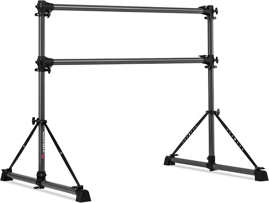 VITA Barre Portable Freestanding Double Ballet Barre, Fit, Dark Mystic Gray, Aluminum | Adjustable Height, Made in USA, Home or Gym Exercise Equipment | Dance, Fitness, Pilates