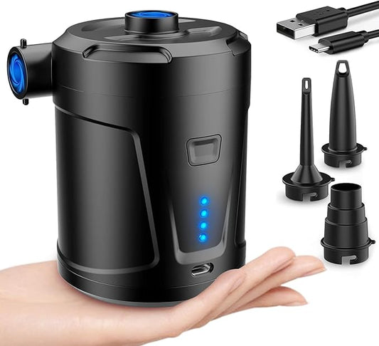 Electric Air Pump for Inflatables 5200mAh Air Mattress Pump Rechargeable Portable Mini Inflator/Deflator Pumps for Outdoor Camping, Inflatable Cushions, Air Mattress Beds, Swimming Ring Pool Toys