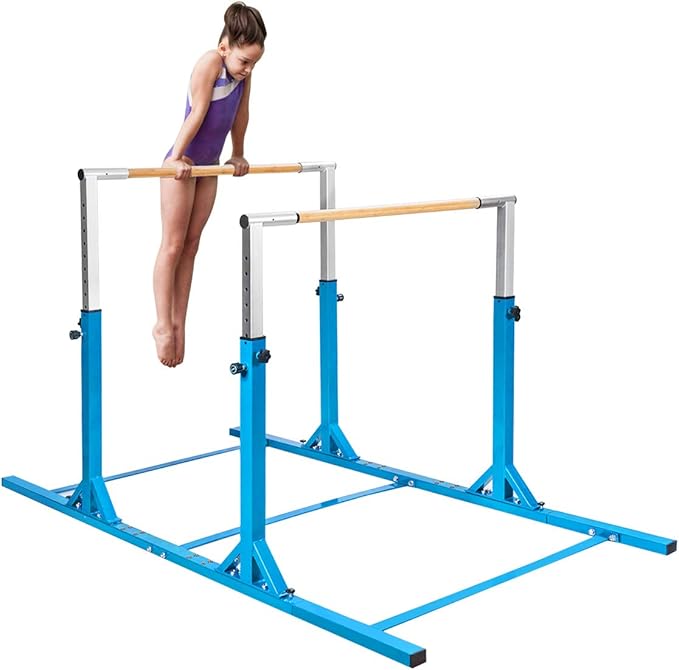 Costzon Double Horizontal Bars, Junior Gymnastic Training Parallel Bars w/11-Level 38-55" Adjustable Heights, 264lbs Capacity, Ideal for Indoors, Outdoor, Home Practice