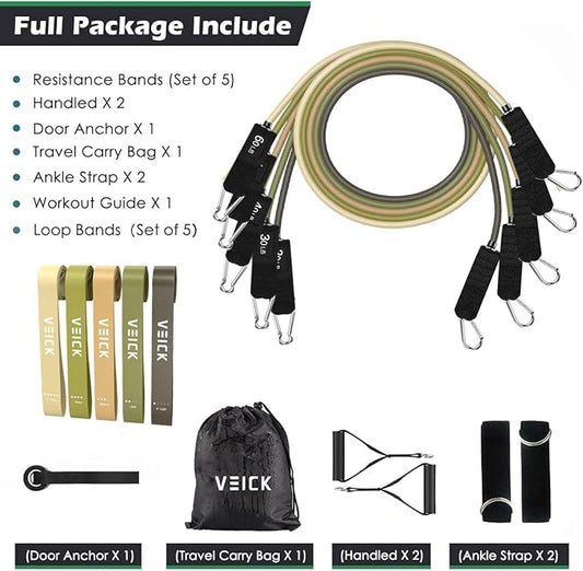 VEICK Resistance Bands, Exercise Bands, Workout Bands, Resistance Bands for Working Out with Handles for Men and Women, Exercising Bands for Fitness Weights Work Out at Home
