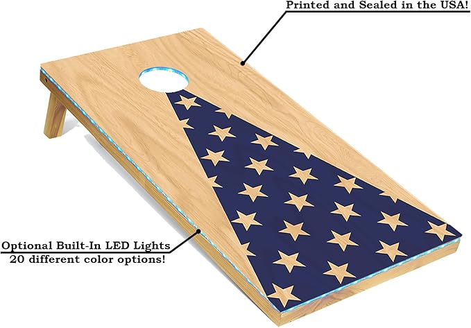 Tailgating Pros Cornhole Board Set w/Bean Bags and Carrying Case - 4'x2' Corn Hole Toss - Tournament and Lightweight Options - Optional LED Lights
