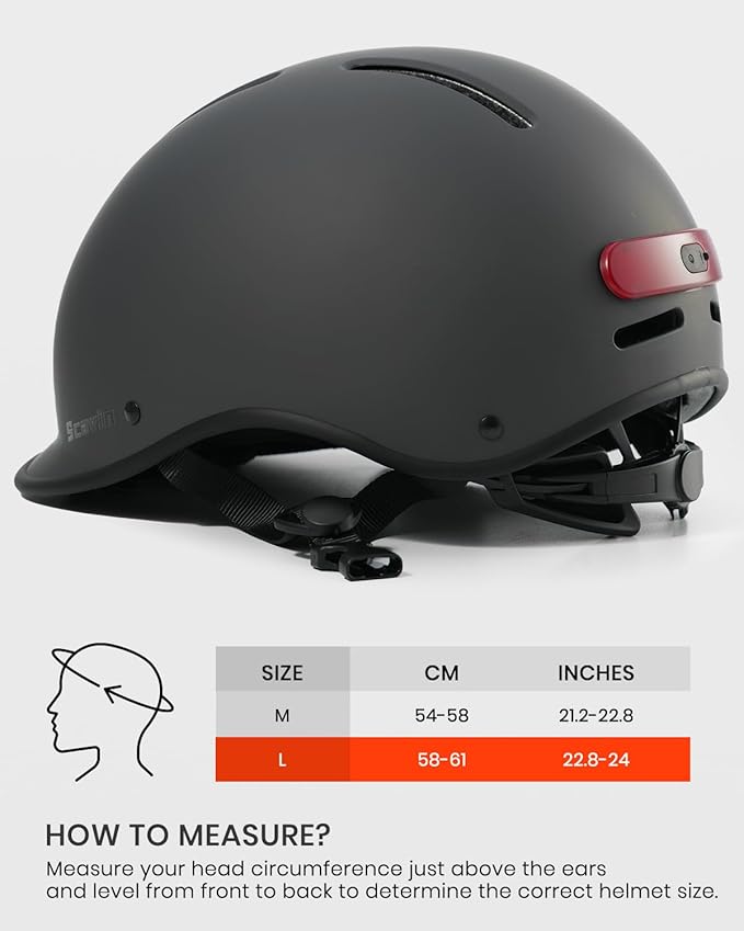 Bike Helmet for Adult: Bicyle Helmet with EPS Foam Interior for Men & Women, Adjustable Cycling Helmet with LED Light Safety Certified for Commuting