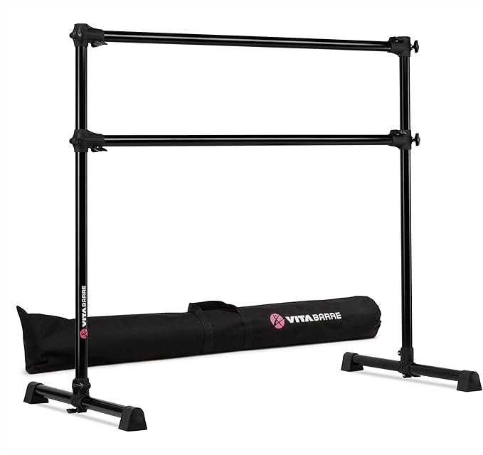 VITA Barre Portable Freestanding Double Ballet Barre, Prodigy, with Carry Bag | Adjustable Height, USA Made, Home or Gym Exercise Equipment for Kids & Adults | Dance, Fitness, Pilates