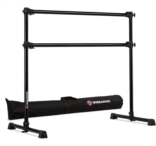 VITA Barre Portable Freestanding Double Ballet Barre, Prodigy, with Carry Bag | Adjustable Height, USA Made, Home or Gym Exercise Equipment for Kids & Adults | Dance, Fitness, Pilates