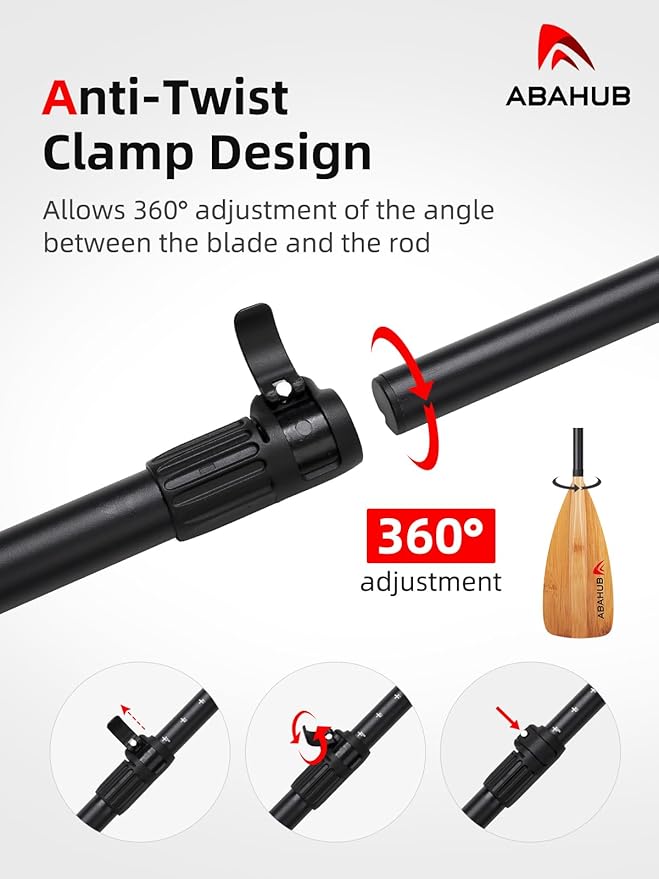 Abahub SUP Paddle - 3 Piece Adjustable Paddles - Lightweight Stand-up Paddle Oars for Paddleboard, Adjustable Aluminum Alloy Shaft 68" - 84", Black/Blue/Green/Orange/Red/Yellow Plastic Nylon Blade