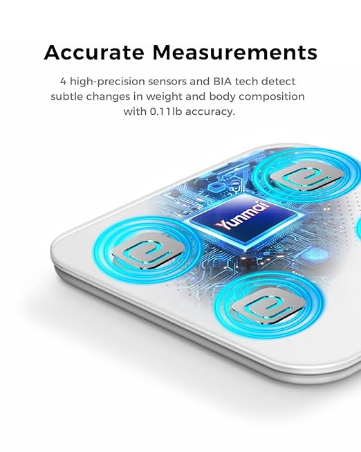 Yunmai Smart Scale for Body Weight, Digital Bathroom Scale with BMI, Body Fat, Muscle Mass, Bluetooth Body Fat Scale, 13 Body Composition Scale Apple Health Compatible, Rechargeable 400lb