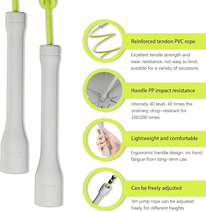 Workout Jump Rope,5mm PVC Jump Rope,Adjustable Length with Shatterproof Handles, Ideal for Beginners & Advanced Athletes, Fitness, Cardio & Boxing