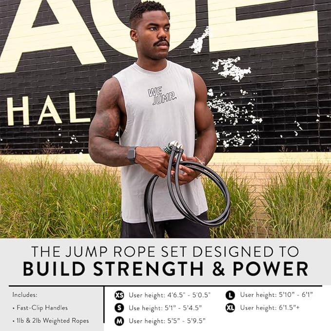 Crossrope Get Strong Set - Weighted Jump Ropes for Strength Training - Improve Power and Endurance in a Fun Jump Rope Workout - 1LB and 2LB Ropes with Power Handles