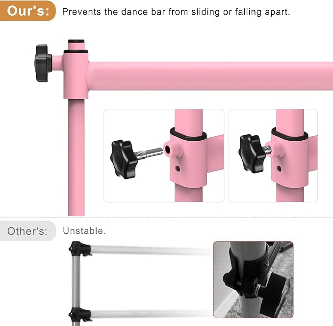 Height Adjustable Ballet Barre, Heavy Duty Freestanding Dance Bar, Anti-Slip Sturdy for Kids & Adults, Ideal for Home, Ballet, Fitness, Yoga