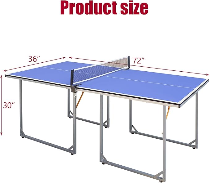 Ping Pong Table Foldable & Portable Table Tennis Table Set for Indoor & Outdoor Games with Net, 2 Paddles and 3 Balls