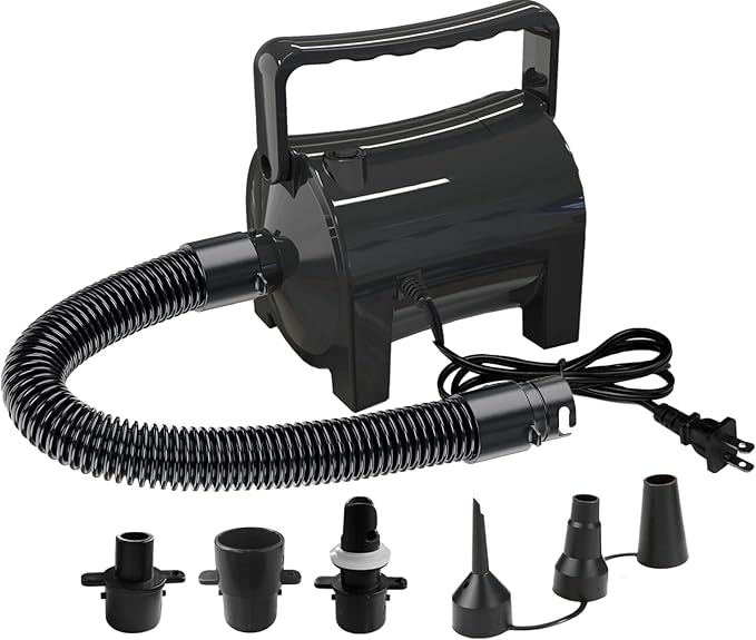 Electric Air Pump Portable 460W Quick-Fill Air Pump Air Flow 45CFM 2.1PSI with Hose 5 Nozzles 120V AC Inflator Deflator Pump for Air Mattress Air Bed Inflatable Cushion Boat Swimming Ring