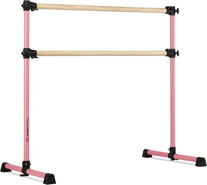 VITA Barre Portable Freestanding Double Ballet Barre, Prodigy, Wood | Adjustable Height, USA Made, Home or Gym Exercise Equipment for Kids & Adults | Dance, Fitness, Pilates